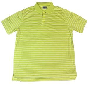 Chase54 Men's Lime Green Striped Golf Polo - Size Large